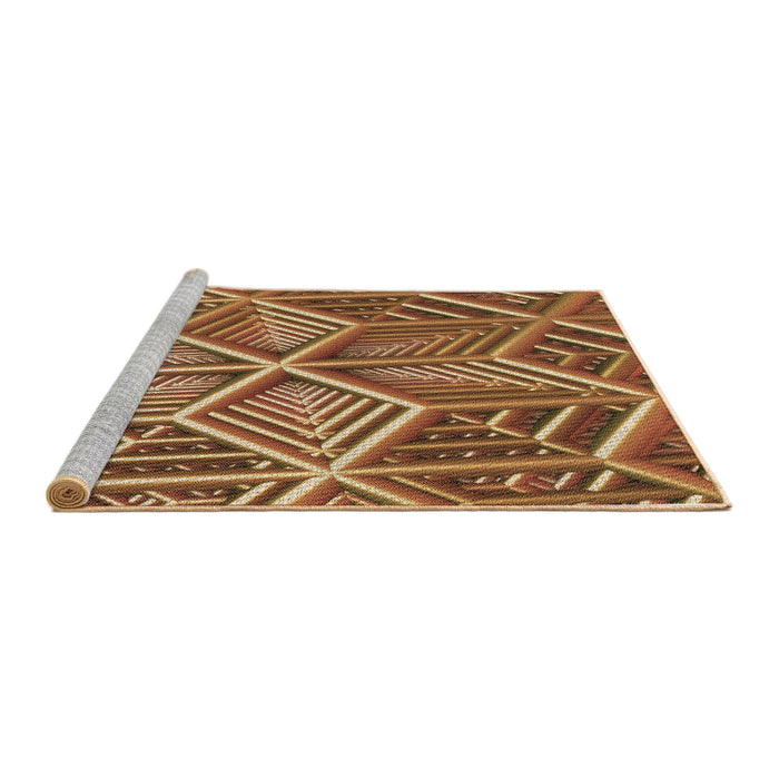 Sideview of Machine Washable Transitional Tomato Red Rug, wshpat1658brn
