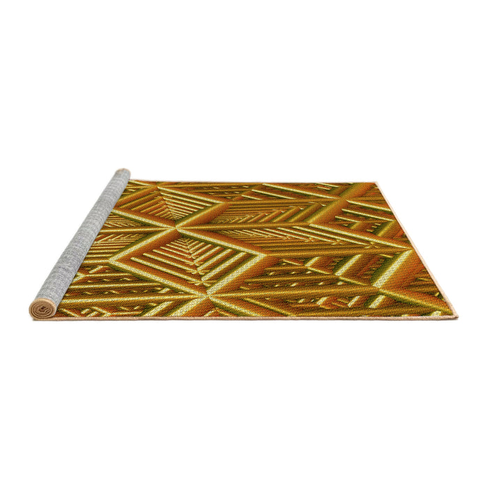 Sideview of Machine Washable Transitional Mahogany Brown Rug, wshpat1658yw