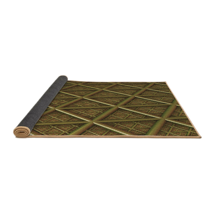 Thickness of Patterned Dark Yellow Green Rug, pat1659brn