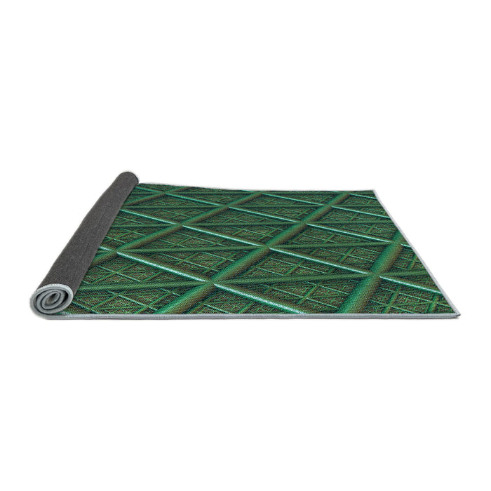 Thickness of Patterned Dark Forest Green Rug, pat1659lblu