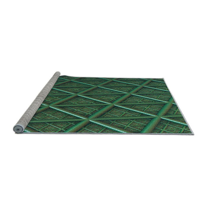 Sideview of Machine Washable Transitional Dark Forest Green Rug, wshpat1659lblu