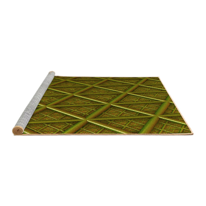 Sideview of Machine Washable Transitional Dark Yellow Green Rug, wshpat1659yw