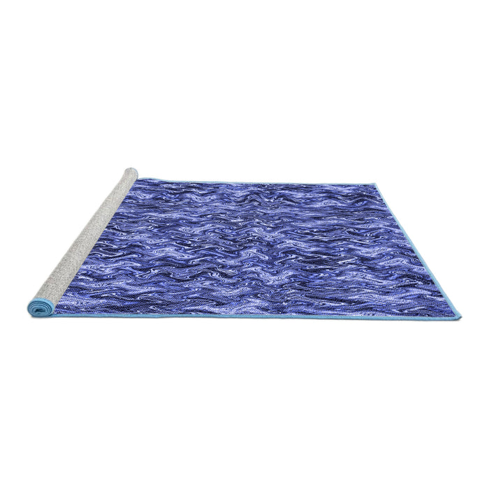 Sideview of Machine Washable Transitional Sky Blue Rug, wshpat166blu