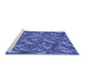 Sideview of Machine Washable Transitional Sky Blue Rug, wshpat166blu