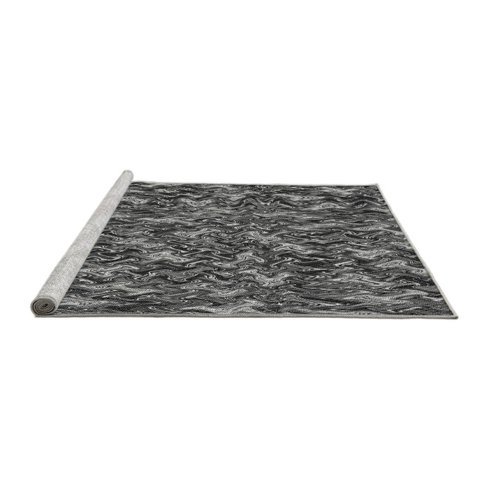 Sideview of Machine Washable Transitional Dark Gray Black Rug, wshpat166gry