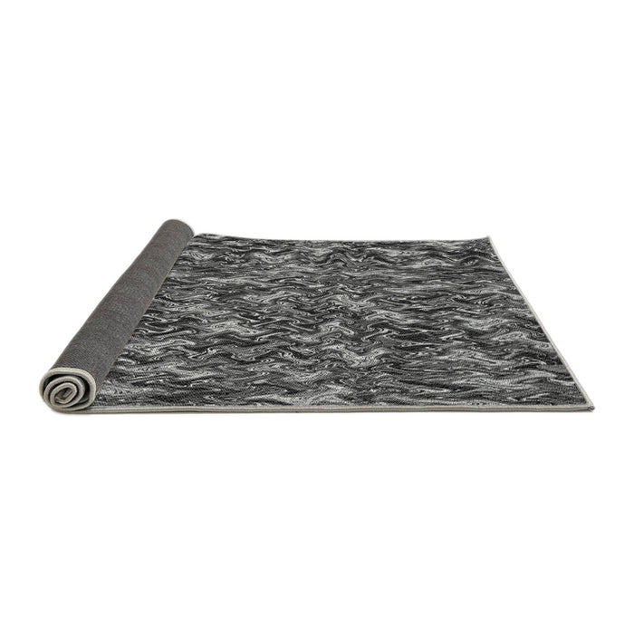 Thickness of Patterned Dark Gray Black Rug, pat166gry