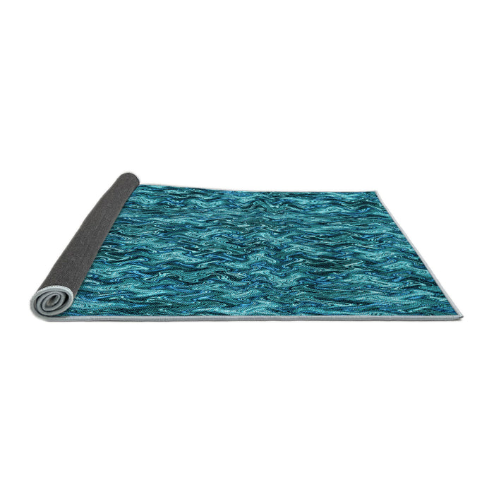 Thickness of Patterned Teal Green Rug, pat166lblu