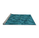 Sideview of Machine Washable Transitional Teal Green Rug, wshpat166lblu