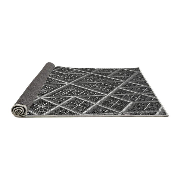 Thickness of Patterned Dark Gray Black Rug, pat1660gry