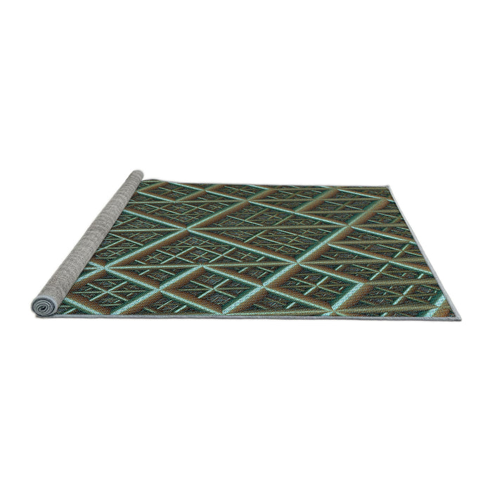 Sideview of Machine Washable Transitional Chocolate Brown Rug, wshpat1660lblu