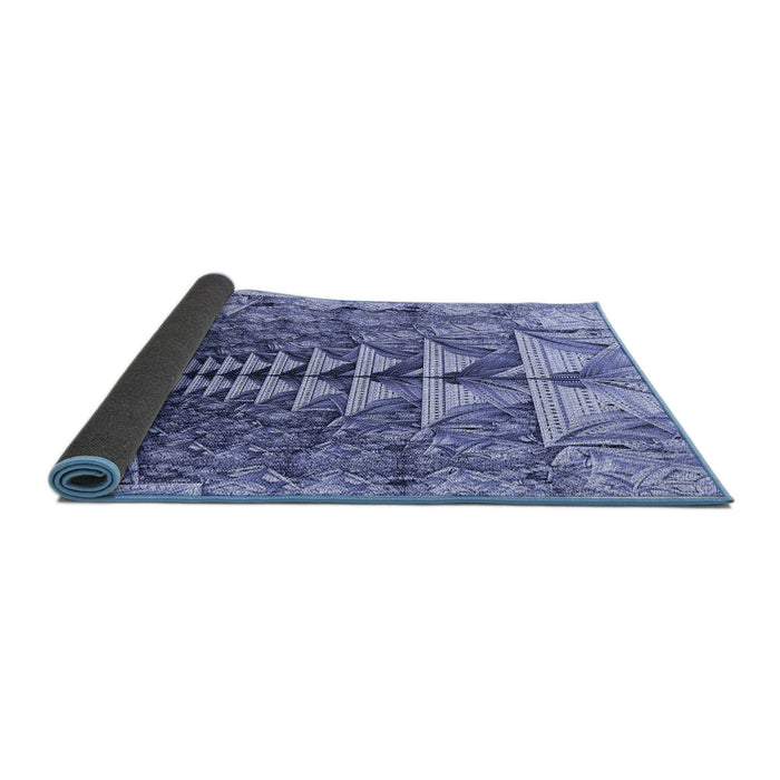 Thickness of Patterned Sapphire Blue Rug, pat1661blu
