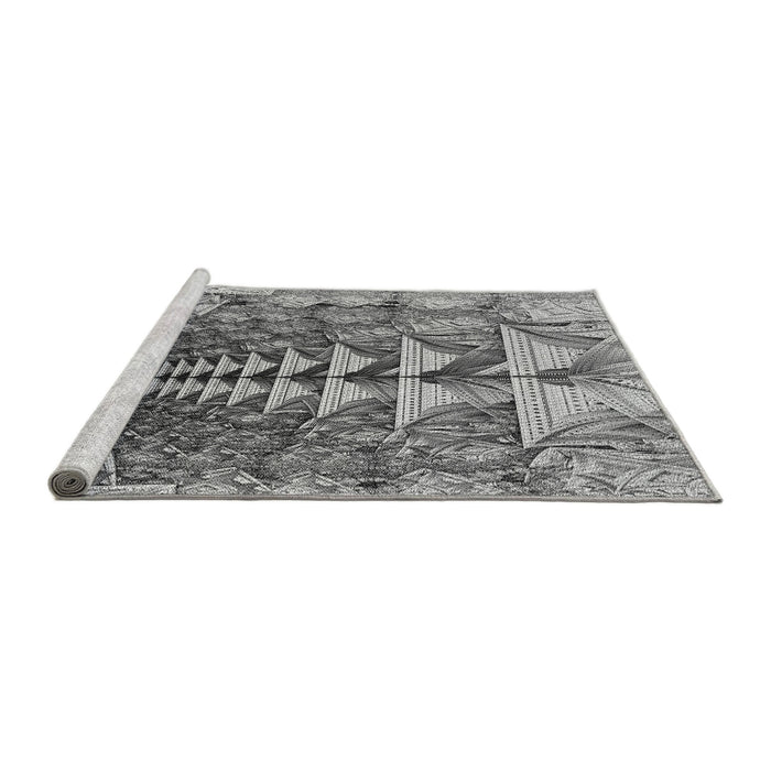 Sideview of Machine Washable Transitional Silver Gray Rug, wshpat1661gry