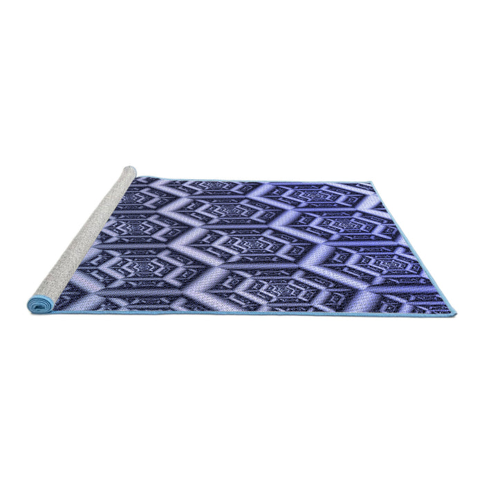 Sideview of Machine Washable Transitional Blue Rug, wshpat1662blu
