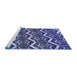 Sideview of Machine Washable Transitional Blue Rug, wshpat1662blu