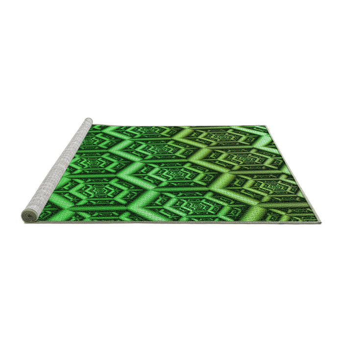 Sideview of Machine Washable Transitional Deep Emerald Green Rug, wshpat1662grn