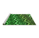 Sideview of Machine Washable Transitional Deep Emerald Green Rug, wshpat1662grn