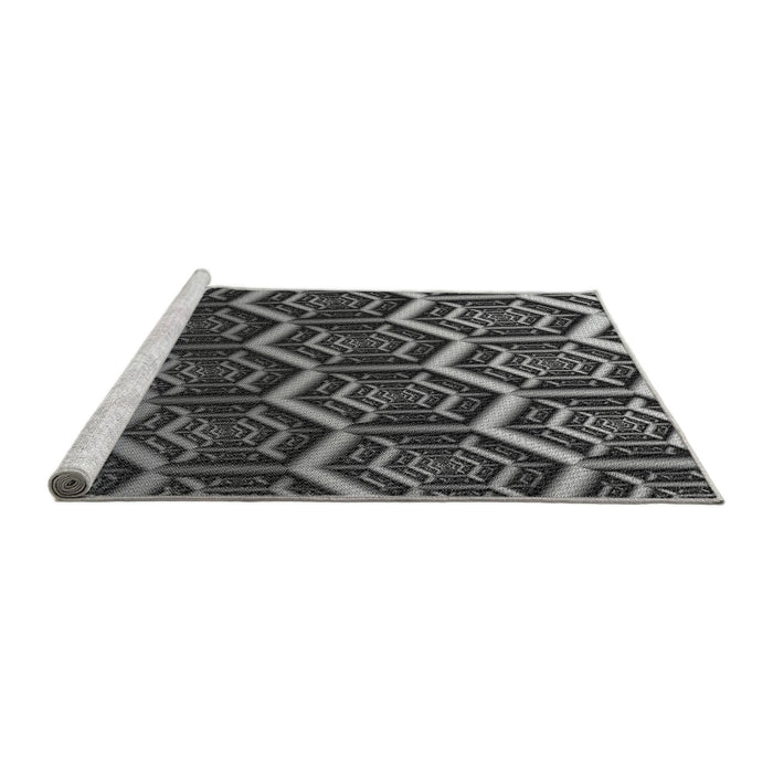 Sideview of Machine Washable Transitional Charcoal Black Rug, wshpat1662gry