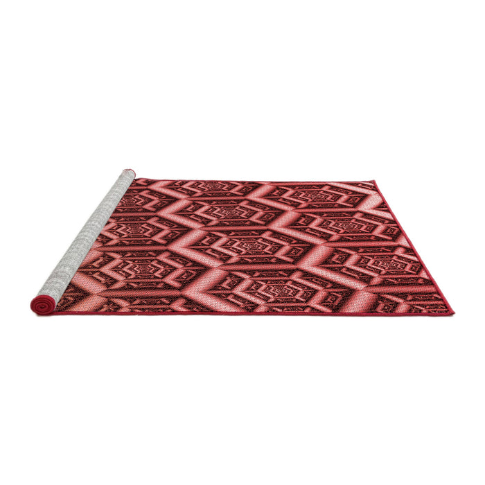 Sideview of Machine Washable Transitional Dark Red Rug, wshpat1662rd