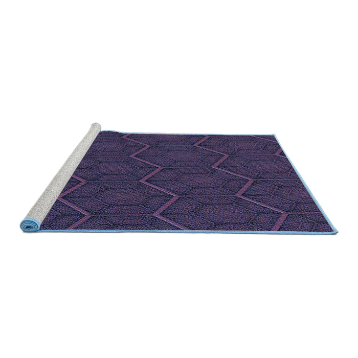 Sideview of Machine Washable Transitional Deep Periwinkle Purple Rug, wshpat1663blu