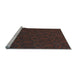 Sideview of Machine Washable Transitional Coffee Brown Rug, wshpat1663lblu