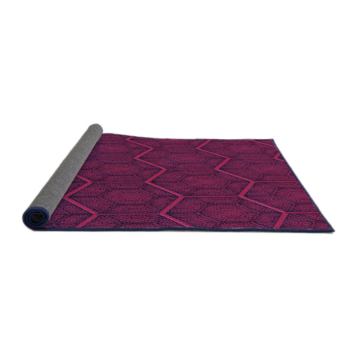 Thickness of Patterned Dark Magenta Purple Rug, pat1663pur