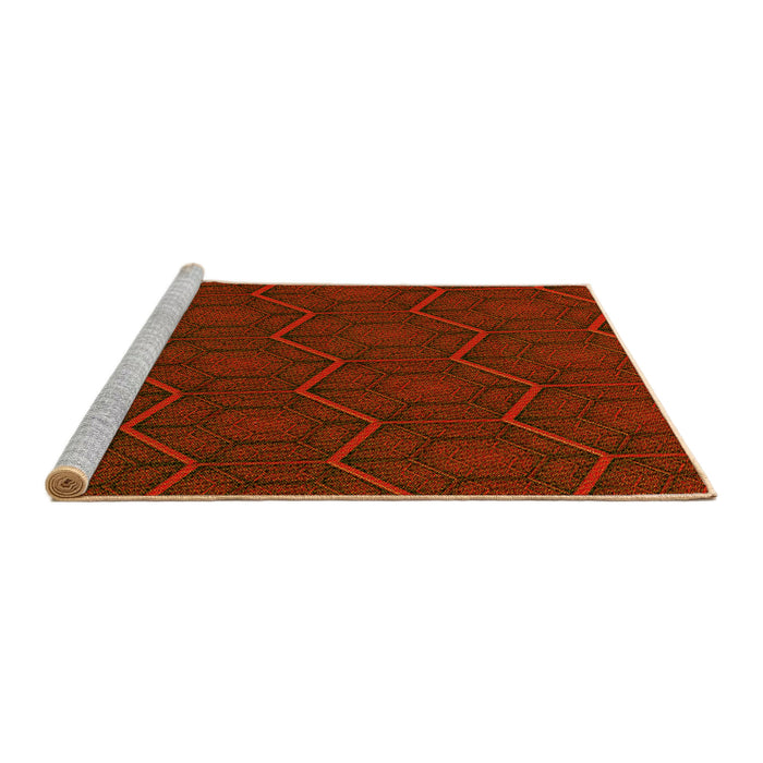 Sideview of Machine Washable Transitional Tomato Red Rug, wshpat1663yw