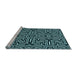 Sideview of Machine Washable Transitional Deep Teal Green Rug, wshpat1665lblu