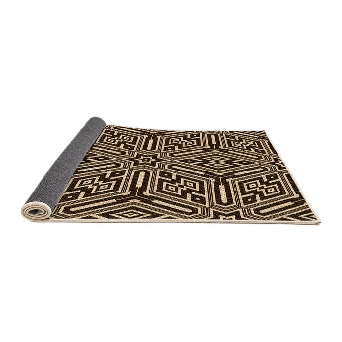 Thickness of Patterned Black Brown Rug, pat1665org