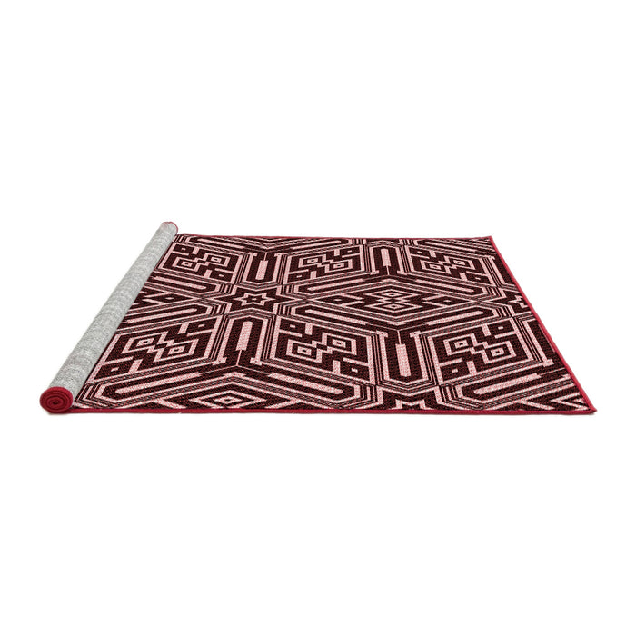 Sideview of Machine Washable Transitional Night Red Rug, wshpat1665rd