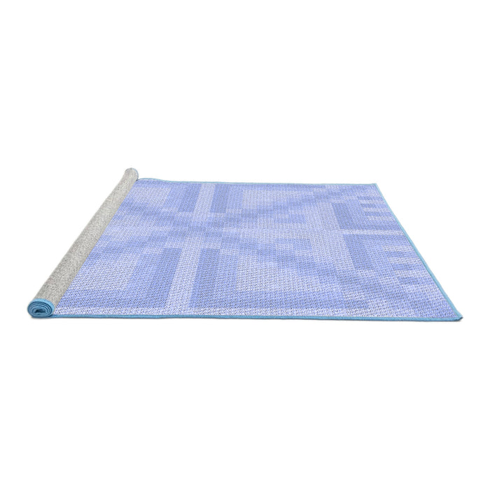 Sideview of Machine Washable Transitional Sky Blue Rug, wshpat1666blu