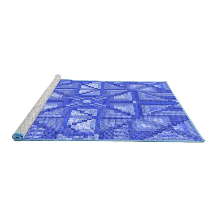 Sideview of Machine Washable Transitional Sky Blue Rug, wshpat1667blu