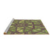 Sideview of Machine Washable Transitional Green Rug, wshpat1667brn