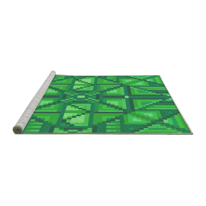 Sideview of Machine Washable Transitional Neon Green Rug, wshpat1667grn