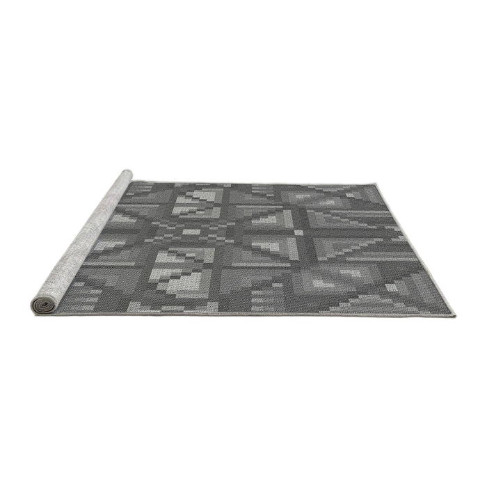 Sideview of Machine Washable Transitional Grey Gray Rug, wshpat1667gry