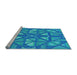 Sideview of Machine Washable Transitional Neon Blue Rug, wshpat1667lblu