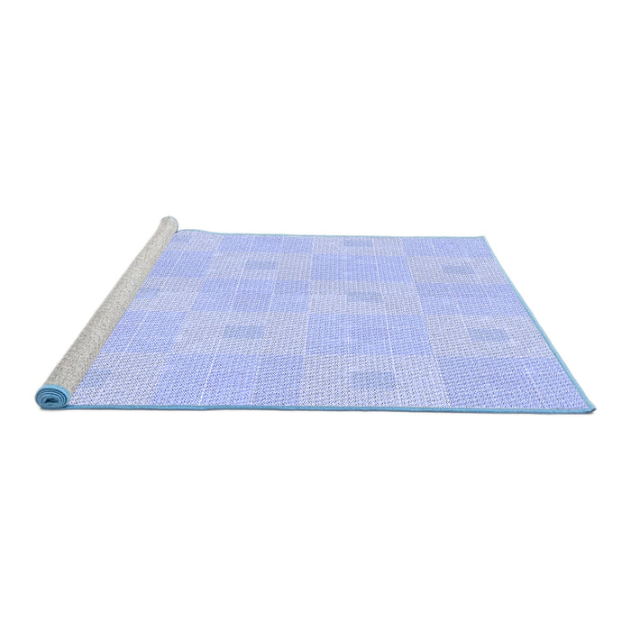 Sideview of Machine Washable Transitional Blue Rug, wshpat1668blu