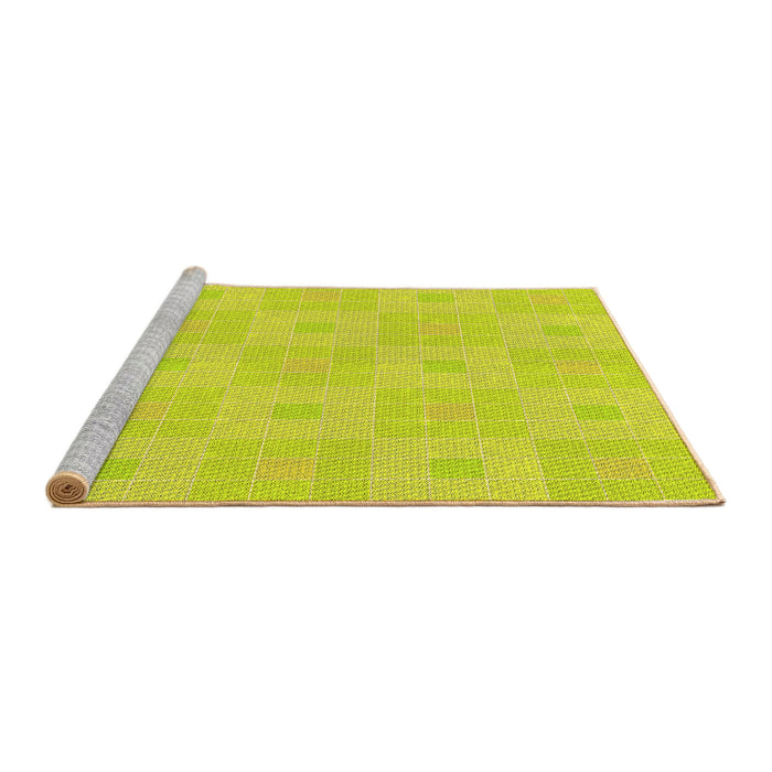 Sideview of Machine Washable Transitional Neon Yellow Green Rug, wshpat1668yw
