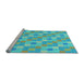 Sideview of Machine Washable Transitional Bright Turquoise Blue Rug, wshpat1669lblu