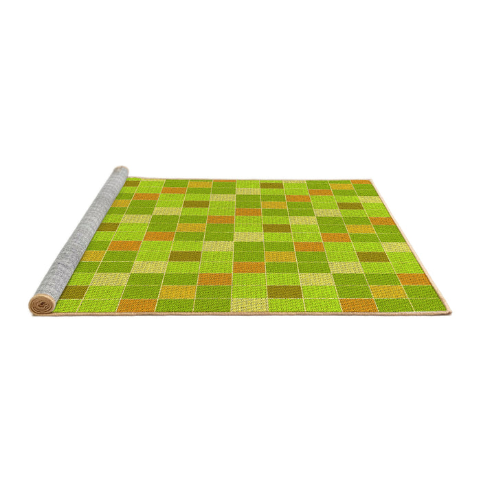 Sideview of Machine Washable Transitional Green Rug, wshpat1669yw