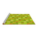 Sideview of Machine Washable Transitional Green Rug, wshpat1669yw