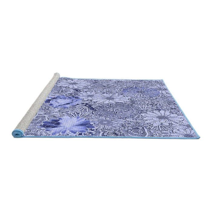 Sideview of Machine Washable Transitional Deep Periwinkle Purple Rug, wshpat167blu