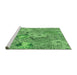 Sideview of Machine Washable Transitional Green Rug, wshpat167grn