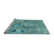 Sideview of Machine Washable Transitional Greenish Blue Green Rug, wshpat167lblu