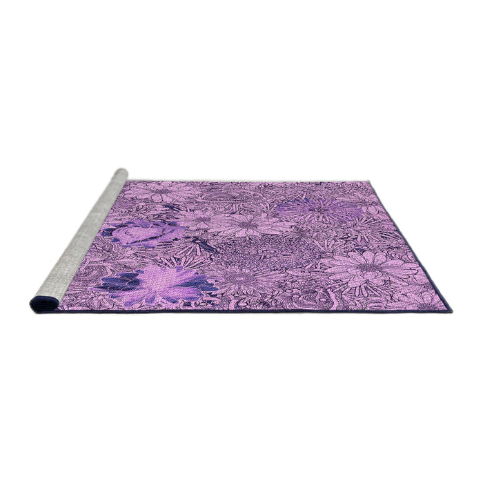 Sideview of Machine Washable Transitional Pastel Purple Pink Rug, wshpat167pur