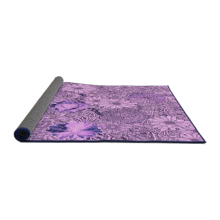 Thickness of Patterned Pastel Purple Pink Rug, pat167pur