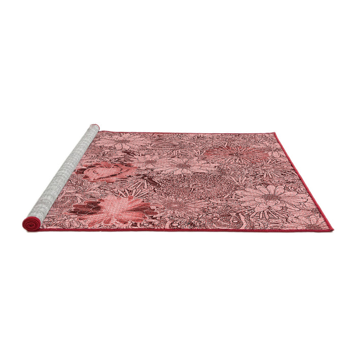 Sideview of Machine Washable Transitional Pastel Pink Rug, wshpat167rd