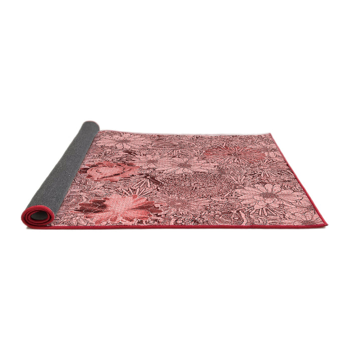 Thickness of Patterned Pastel Pink Rug, pat167rd