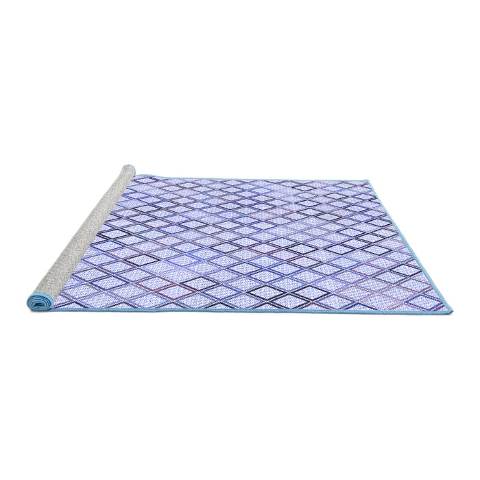 Sideview of Machine Washable Transitional Lavender Blue Rug, wshpat1672blu