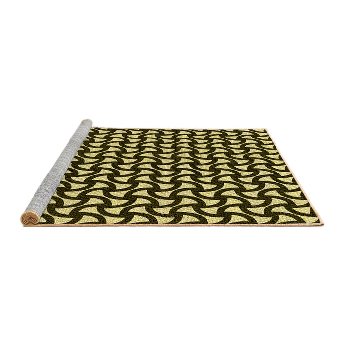 Sideview of Machine Washable Transitional Metallic Gold Rug, wshpat1673yw