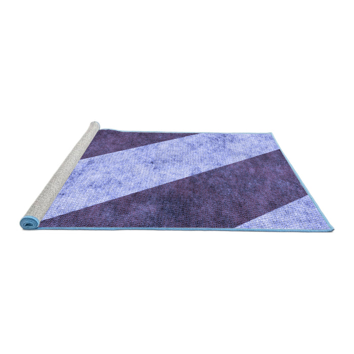 Sideview of Machine Washable Transitional Sky Blue Rug, wshpat1676blu